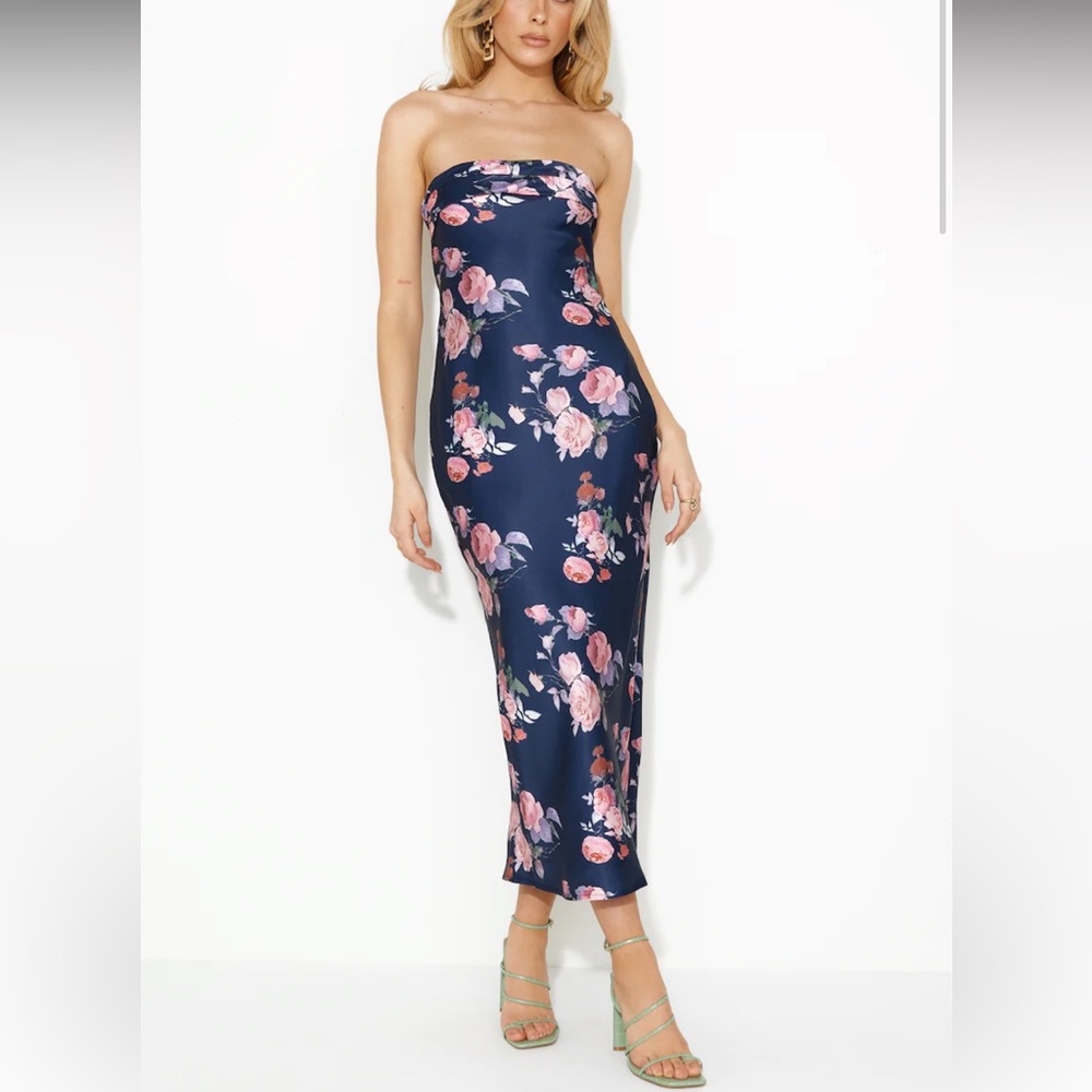 Scent of Pretty Satin Maxi Dress in Navy - Only Worn Once! Size XS.